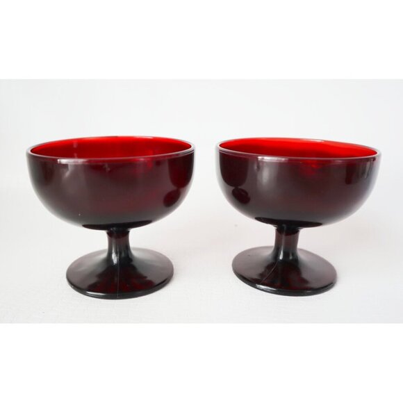 3 Vintage Royal Ruby Dessert Dishes Sherbets Anchor Hocking  1960's - Picture 3 of 6